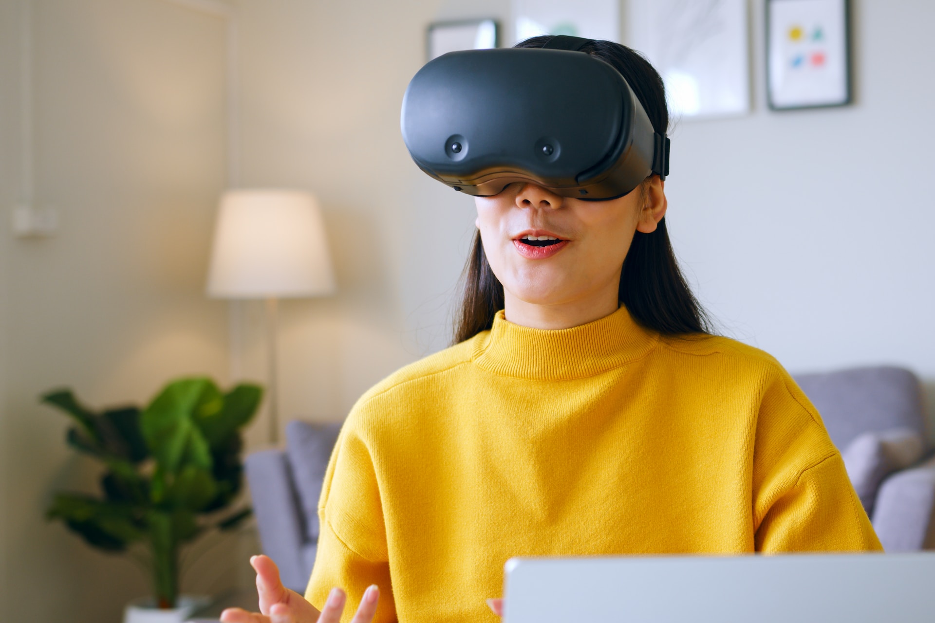 woman wearing VR googles